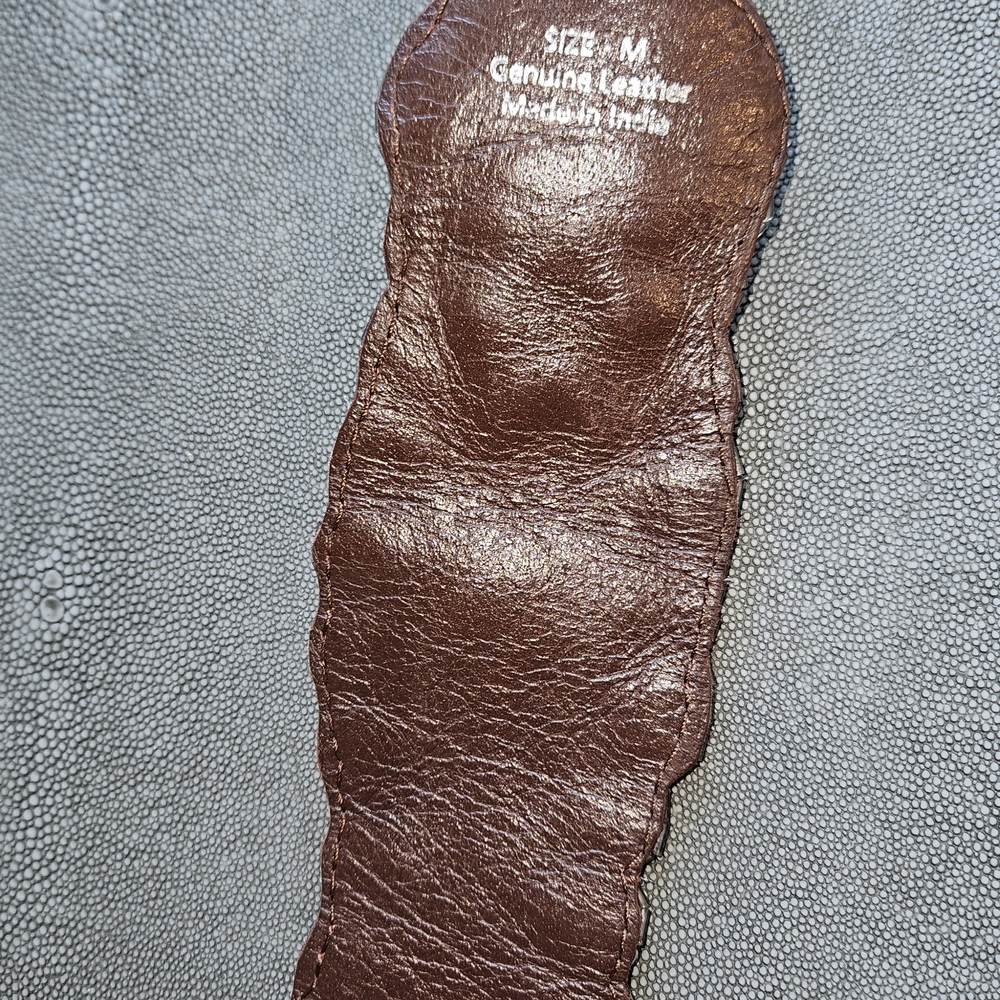 Jasper&Jeera for Anthropologie, Brown Leather Belt With Clear Beaded Design - Picture 3 of 4